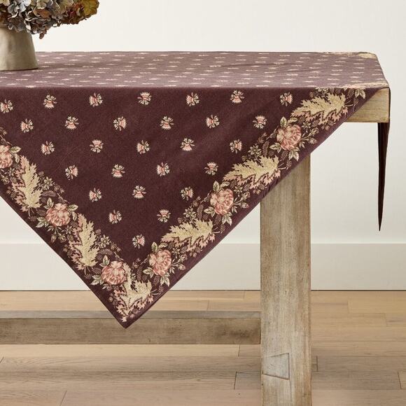 Pottery Barn Antique Rose Table Throw 50 x 50 Square Dining Room Plum Purple NWT - Picture 1 of 5